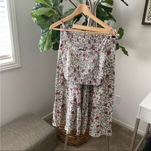 City Triangles | Women's Floral Boho Crop Top + Tiered Skirt